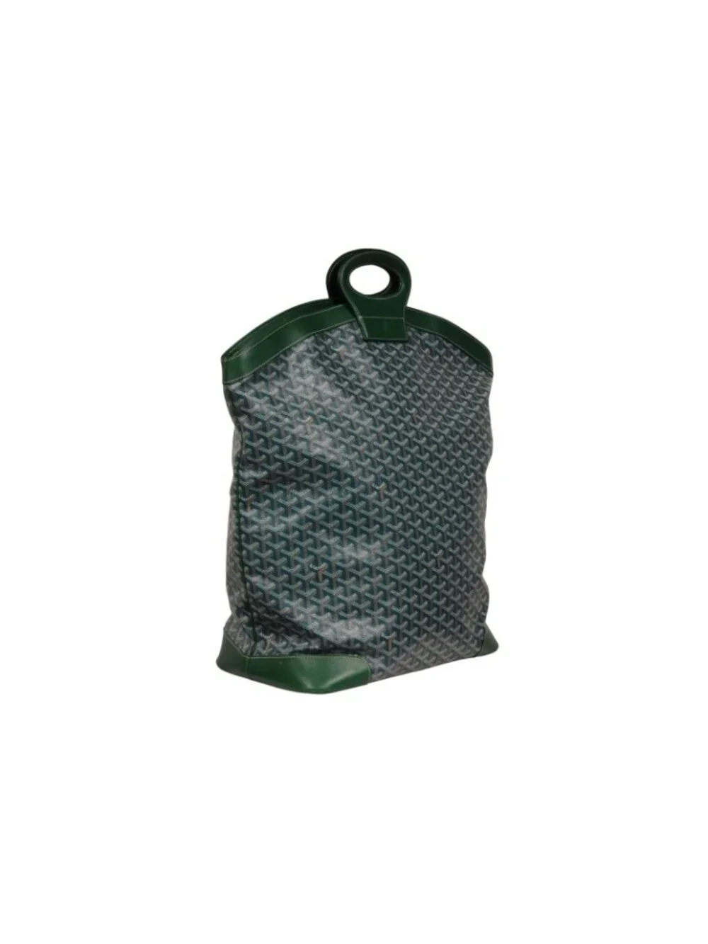 Goyard Beluga GM Top Handle XXL Tote Bag Green Leather Carry Travel On Vtg 2000
